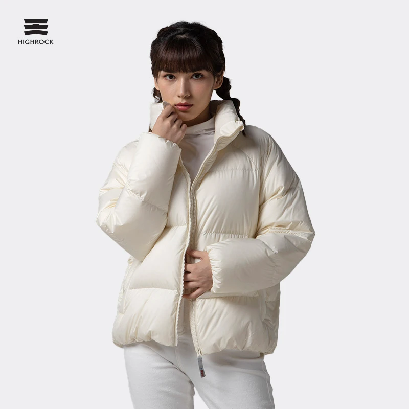 天石户外泡芙鹅绒羽绒服立领女士短款时尚休闲V186