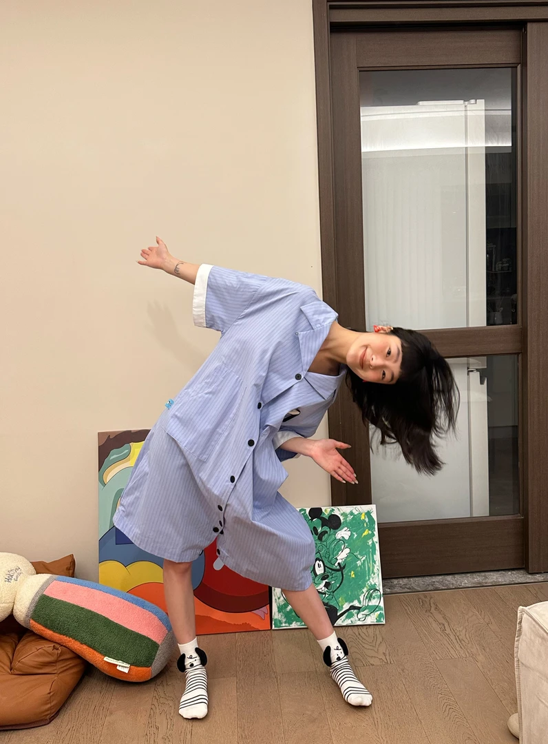 韩系可爱小狗印花短袖睡裙女夏季网红风新款家居服条纹大码居家