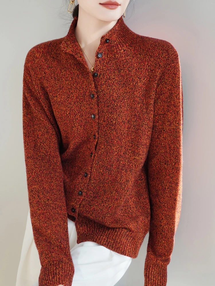 每个颜色都很赞~女士三股花纱加厚羊毛针织开衫