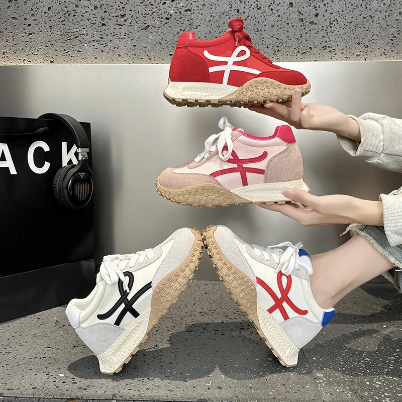 小罗德训鞋2025秋季新款7CM厚底女鞋小个子复古休闲运动鞋老爹鞋