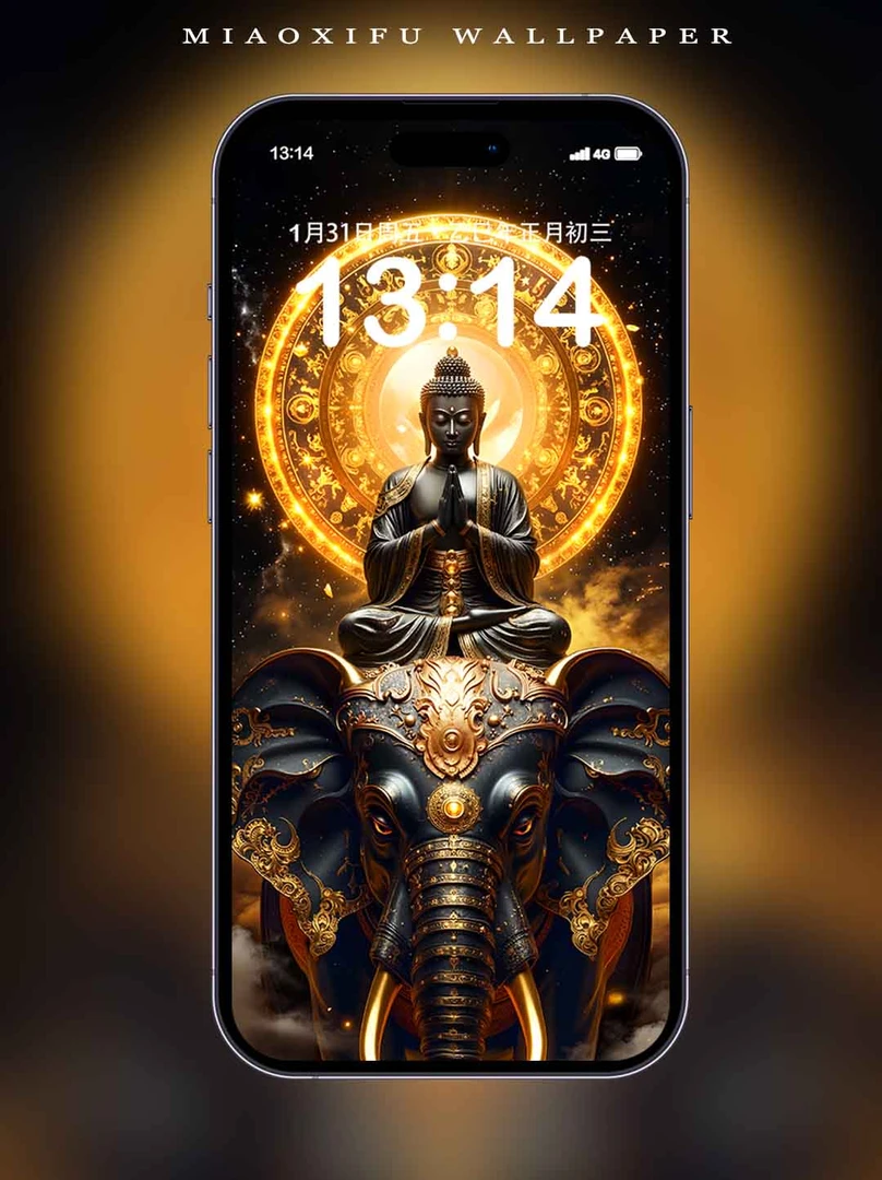 原创壁纸 | 黑金款普贤菩萨壁纸生肖龙蛇本命佛壁纸