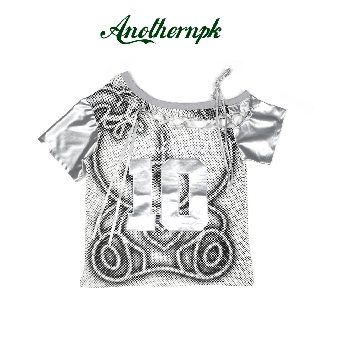 ANPK街头辣妹落肩白色黑色T恤夏装休闲时尚夏季印花A5F02C5295