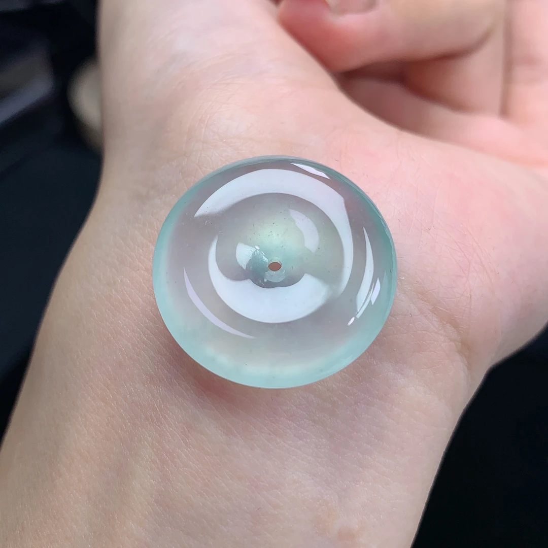 25.8×6.4mm天然缅料A货翡翠 老坑高冰平安扣吊坠一物一证保真保A
