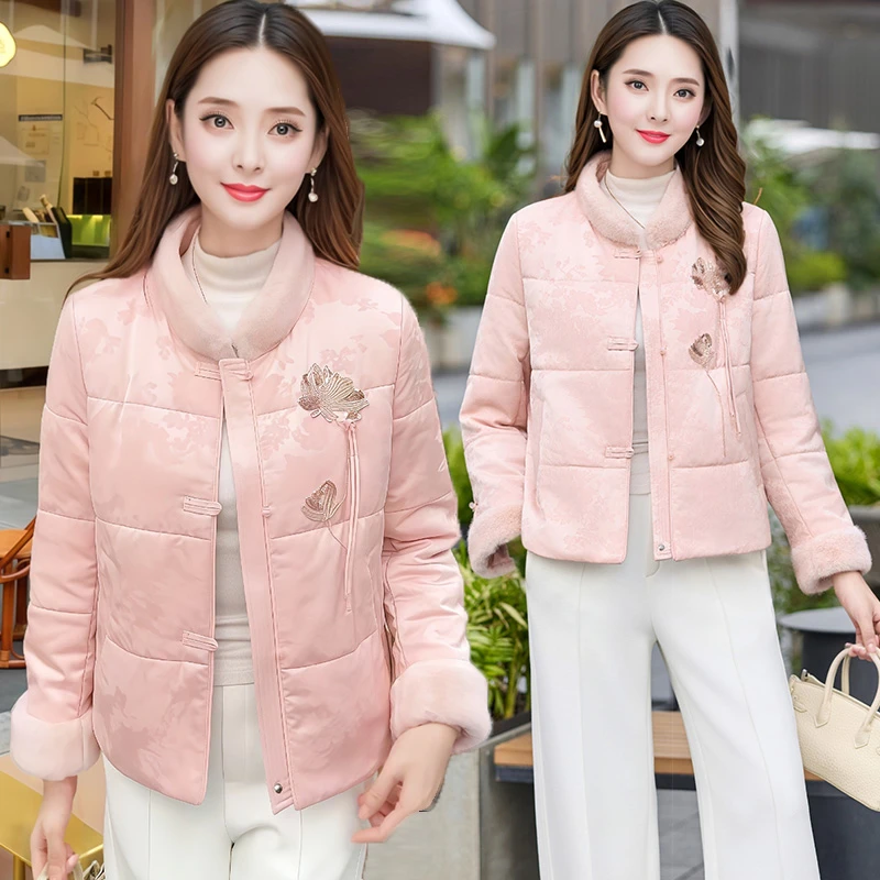 冬季短款中国风妈妈棉衣棉服女装新款时尚气质加厚保暖中老年棉袄