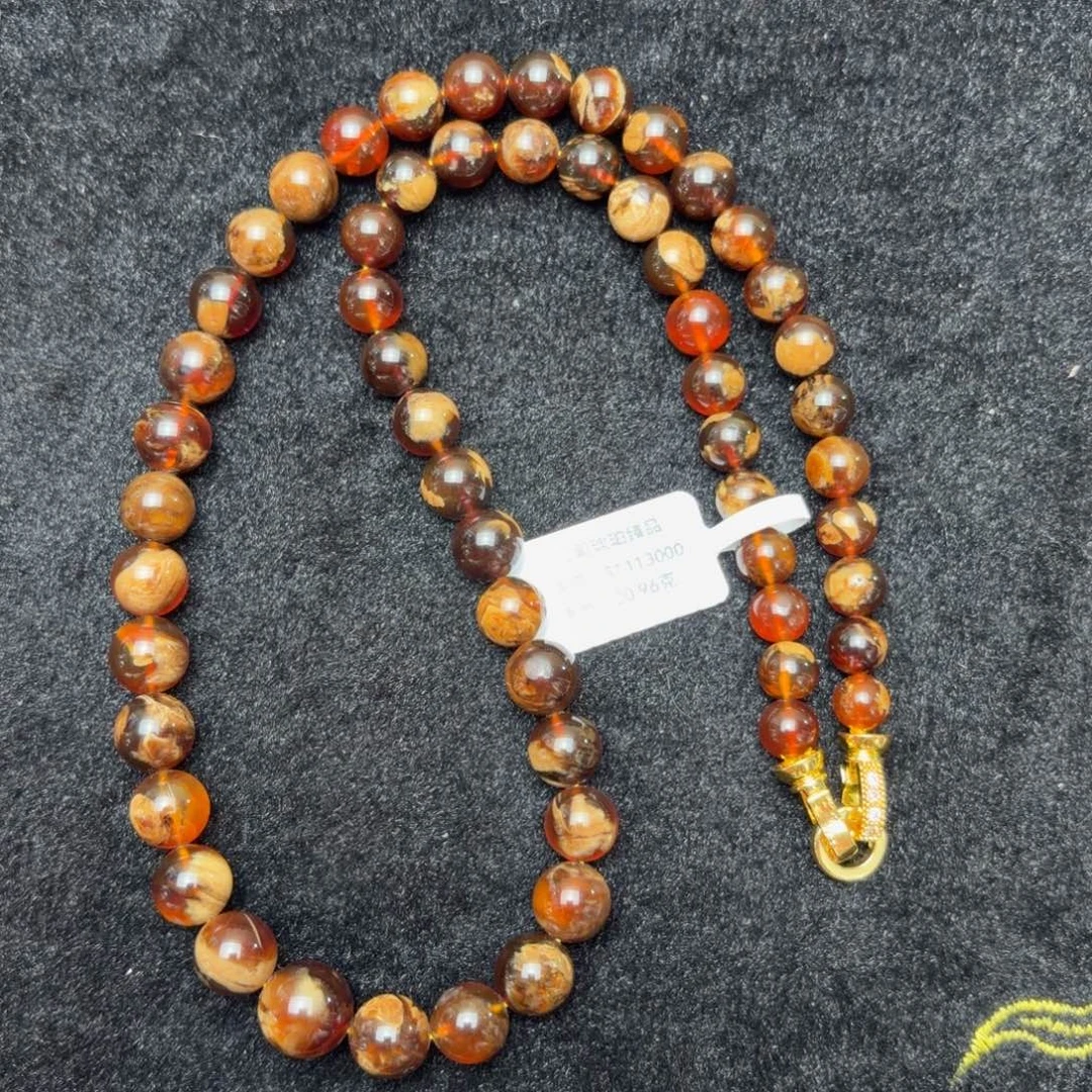 琥珀未镶嵌颈饰橘蜜油根蜡妖花溶洞塔链