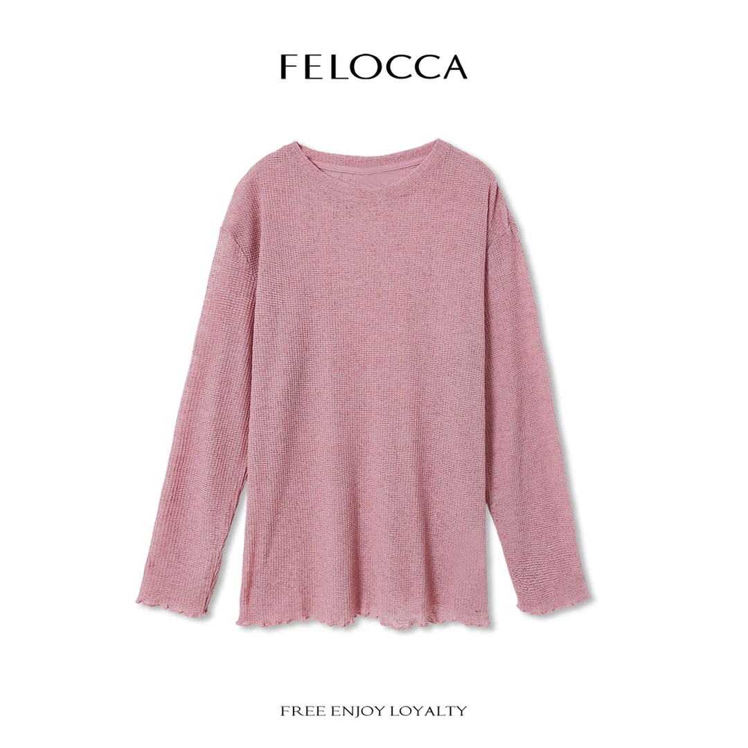 【FELOCCA】慵懒风长袖针织上衣圆领宽松薄款套头罩衫NYN-4482