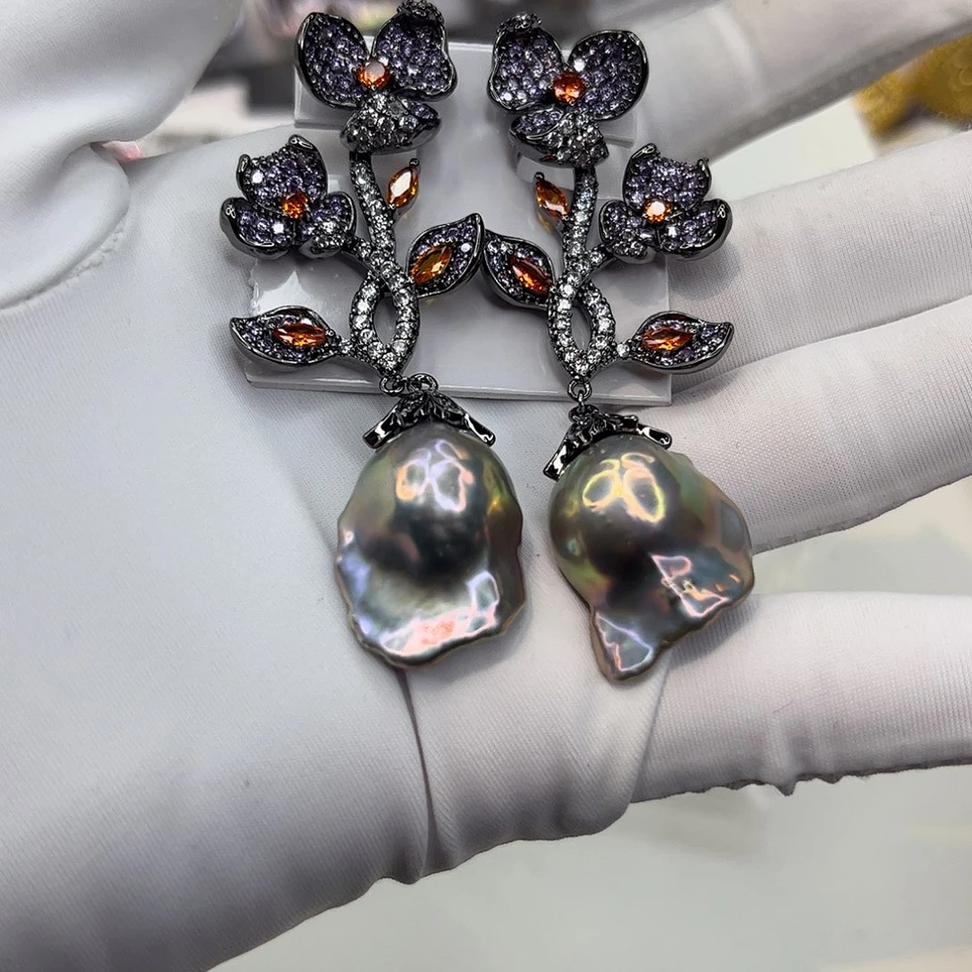 淡水珍珠耳饰合金