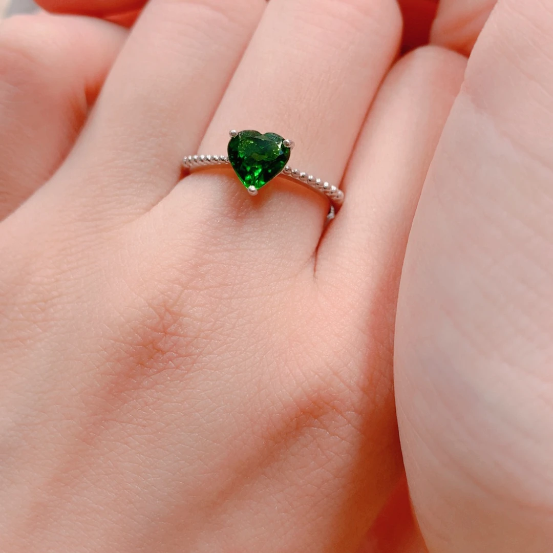 戒指透辉石银S925镶嵌