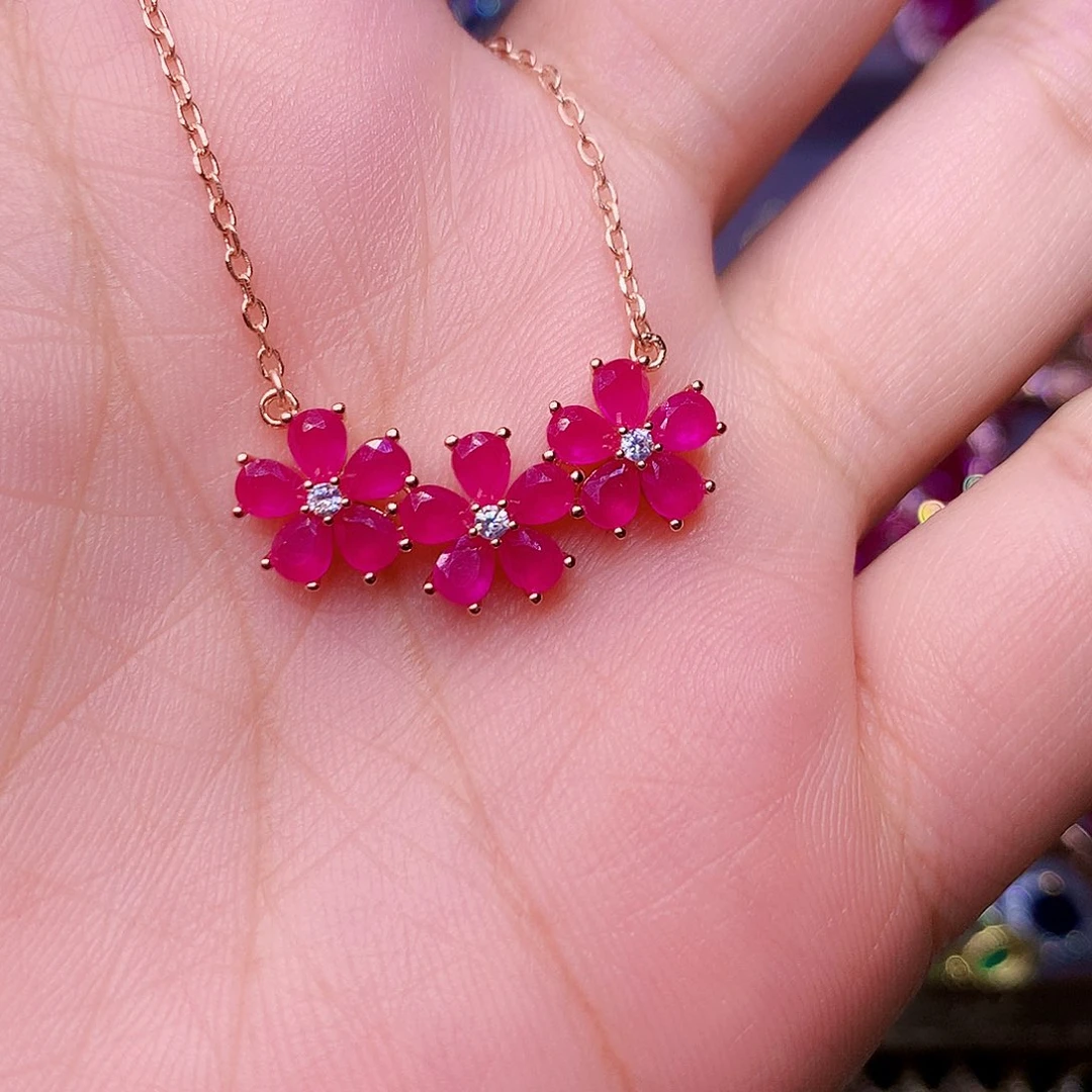 银S925镶嵌颈饰红宝石