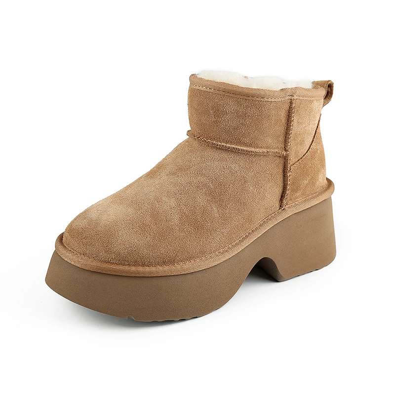 【年终特惠】增高厚底雪地靴女冬季皮毛一体高跟靴子防滑加厚棉鞋