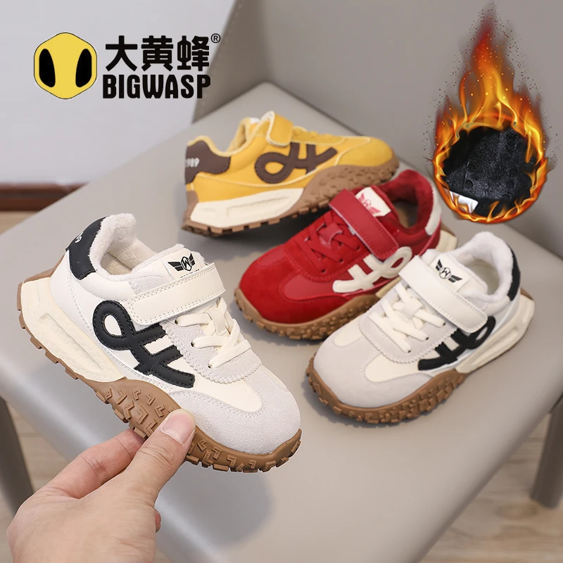 大黄蜂童鞋加绒加厚棉鞋2025冬季新款男女孩户外百搭运动鞋宝宝鞋