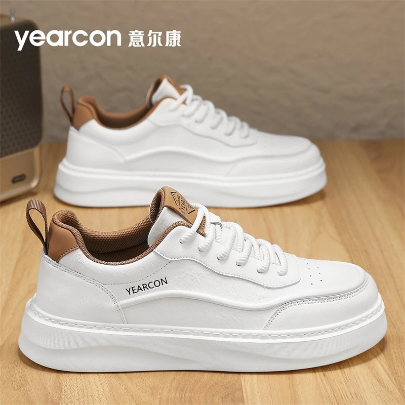 意尔康板鞋男鞋2025新款春秋夏季透气超火爆款男士休闲小白鞋增高