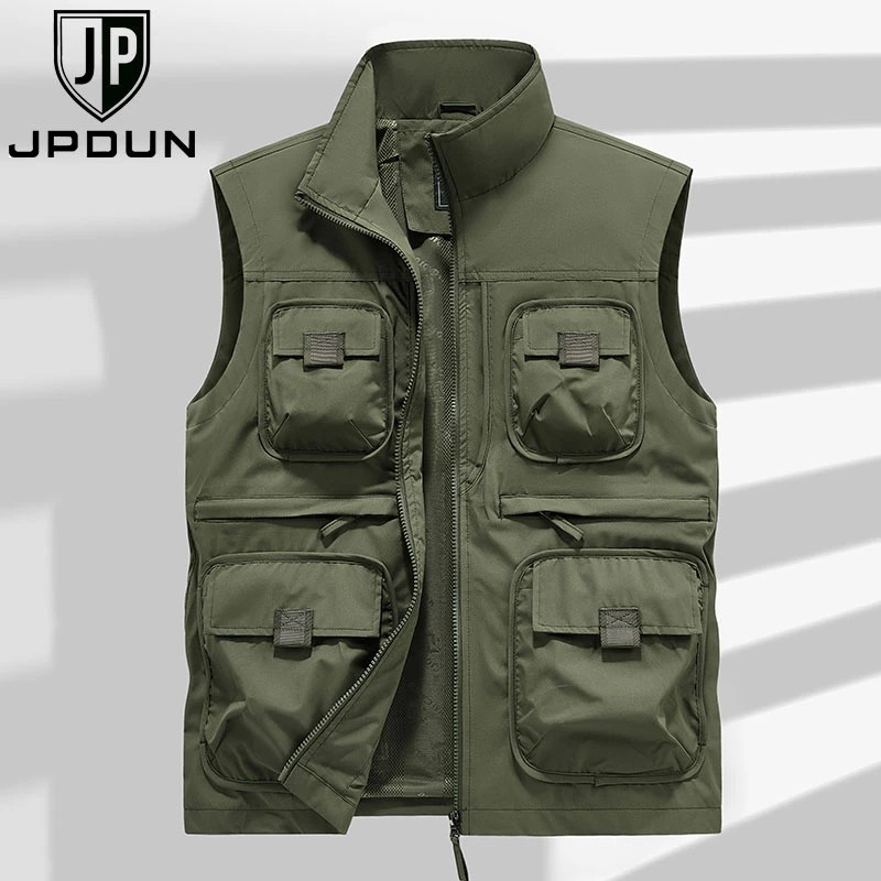 JPDUN/吉普盾双面穿马甲男多口袋工装奥粒绒背心加绒春秋坎肩