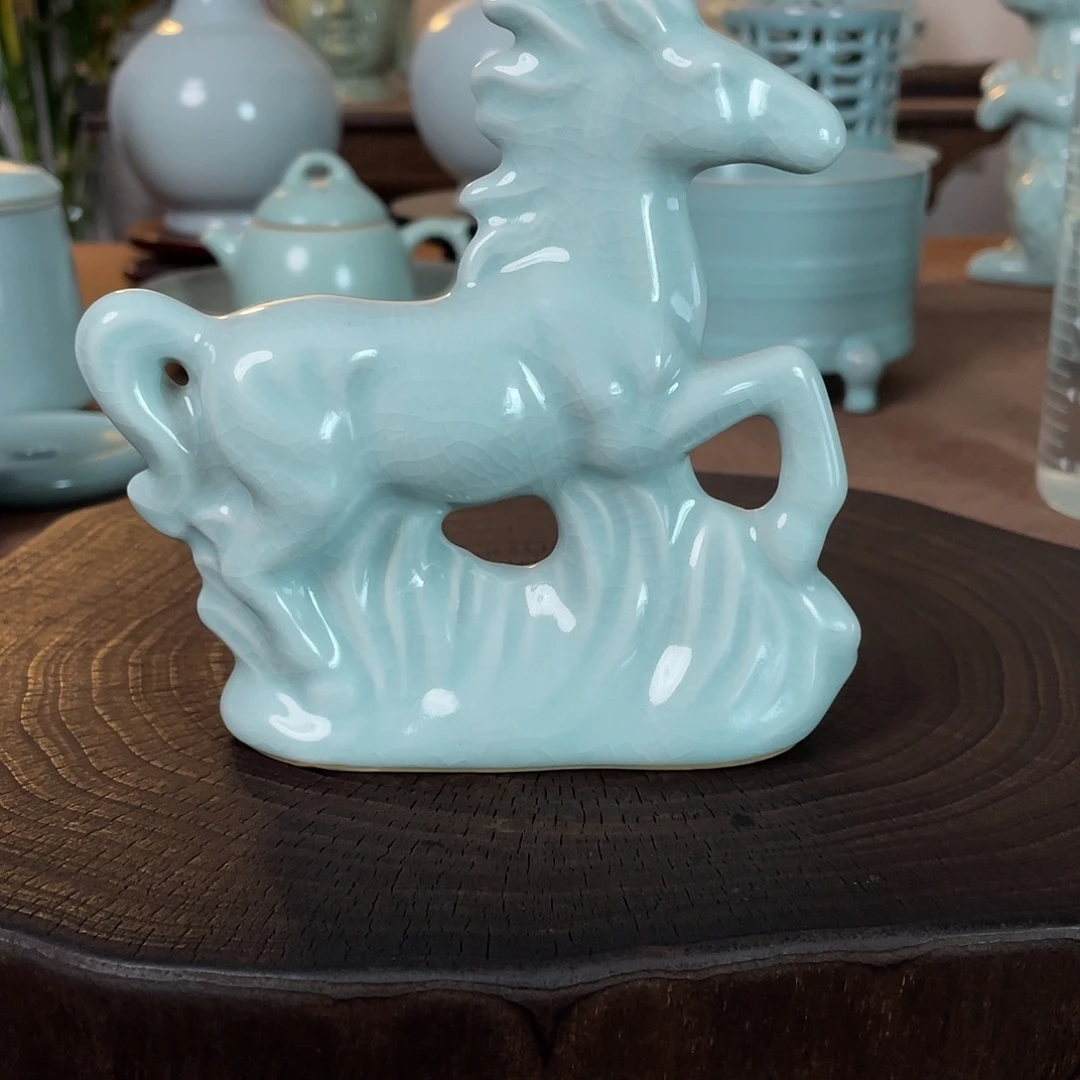 瓷微瑕简包摆件原矿汝瓷当代