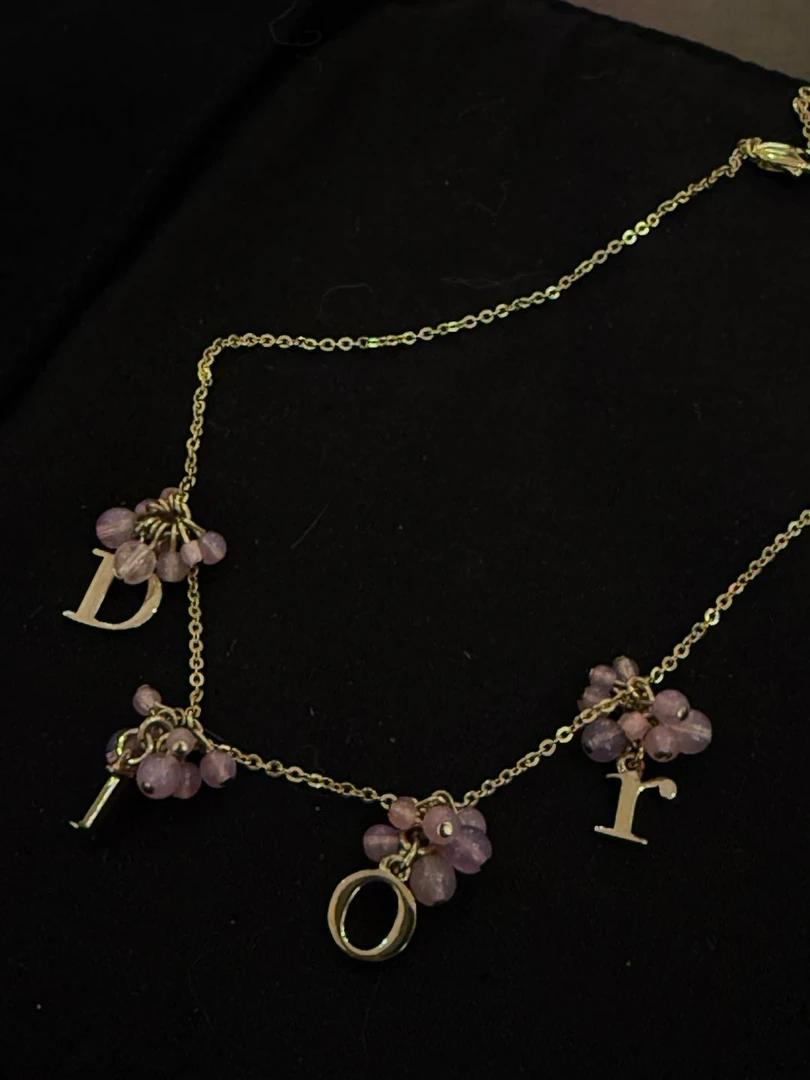 95新 DIOR/迪奥 紫色花束珠珠项链71229929