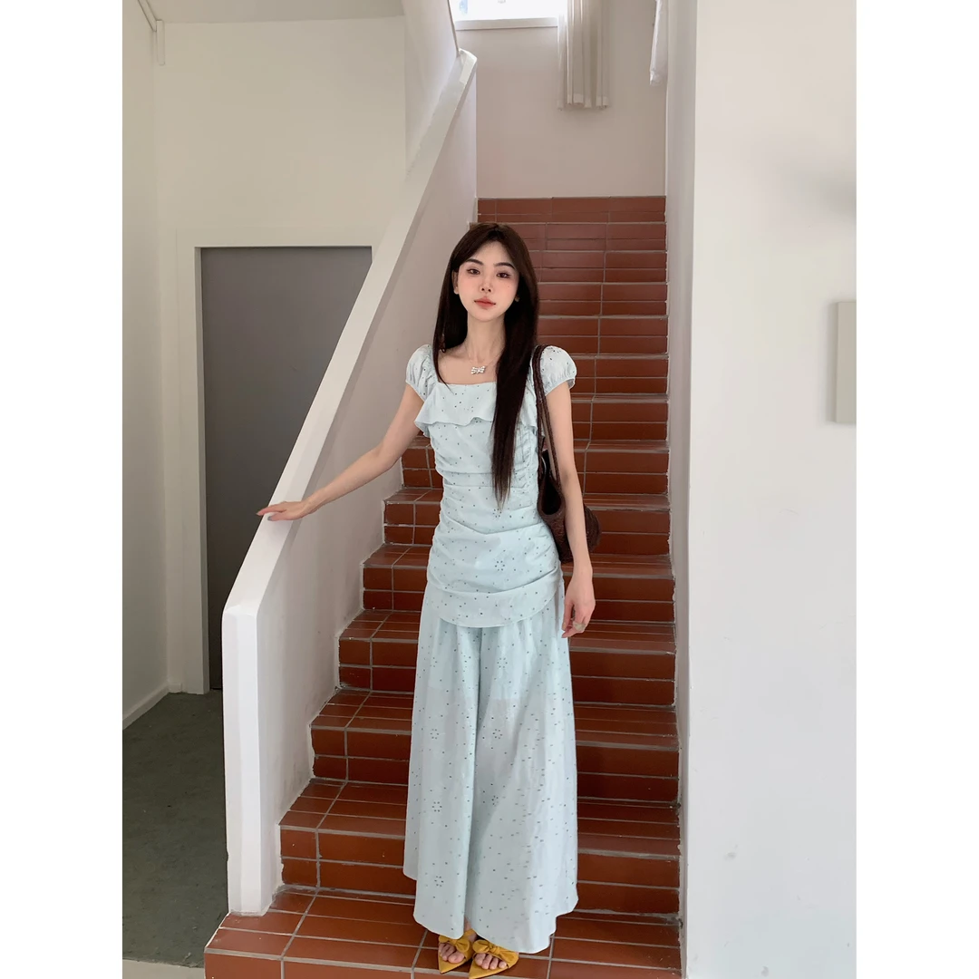 赵小小【海德公园】夏季小众甜美收腰别致上衣+松紧腰半身裙26829