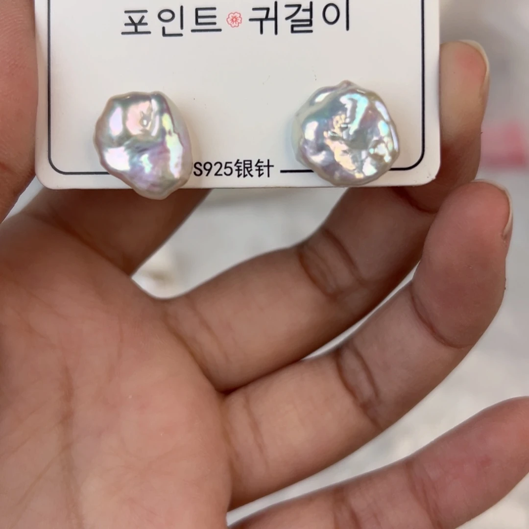 淡水珍珠耳饰银S925镶嵌