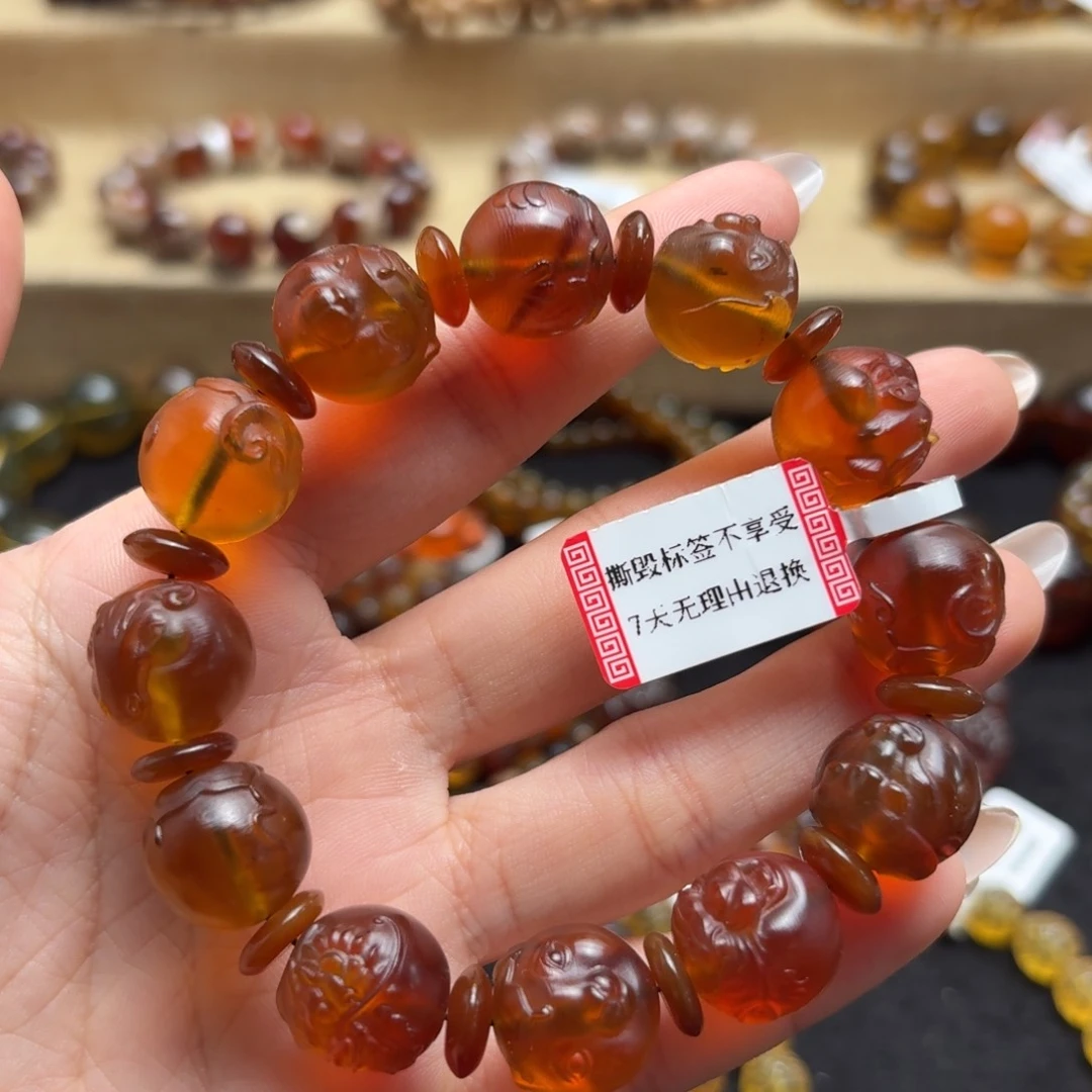 未镶嵌琥珀珠宝奇石14.5mm十二生肖单圈