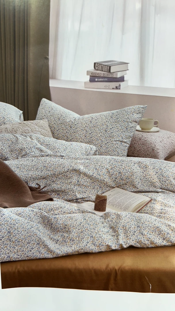 全棉印花双层纱床单三件套245*250微瑕～韵彩K006