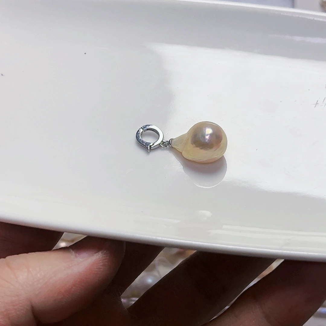 淡水珍珠吊坠(不含链)银S925镶嵌