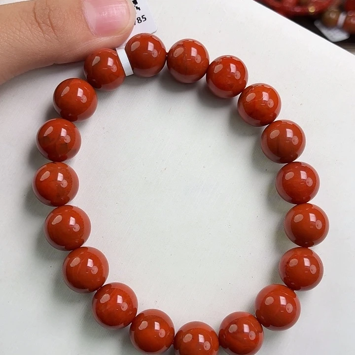 W***风南红玛瑙未镶嵌手链瓦西柿子红火焰单圈11mm
