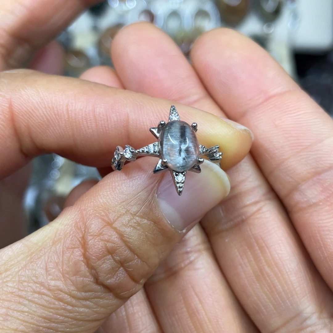 【闪购商品】银S925镶嵌珠宝半成品水晶戒指