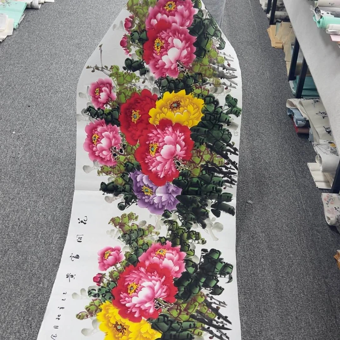 国画卖字画的小男孩