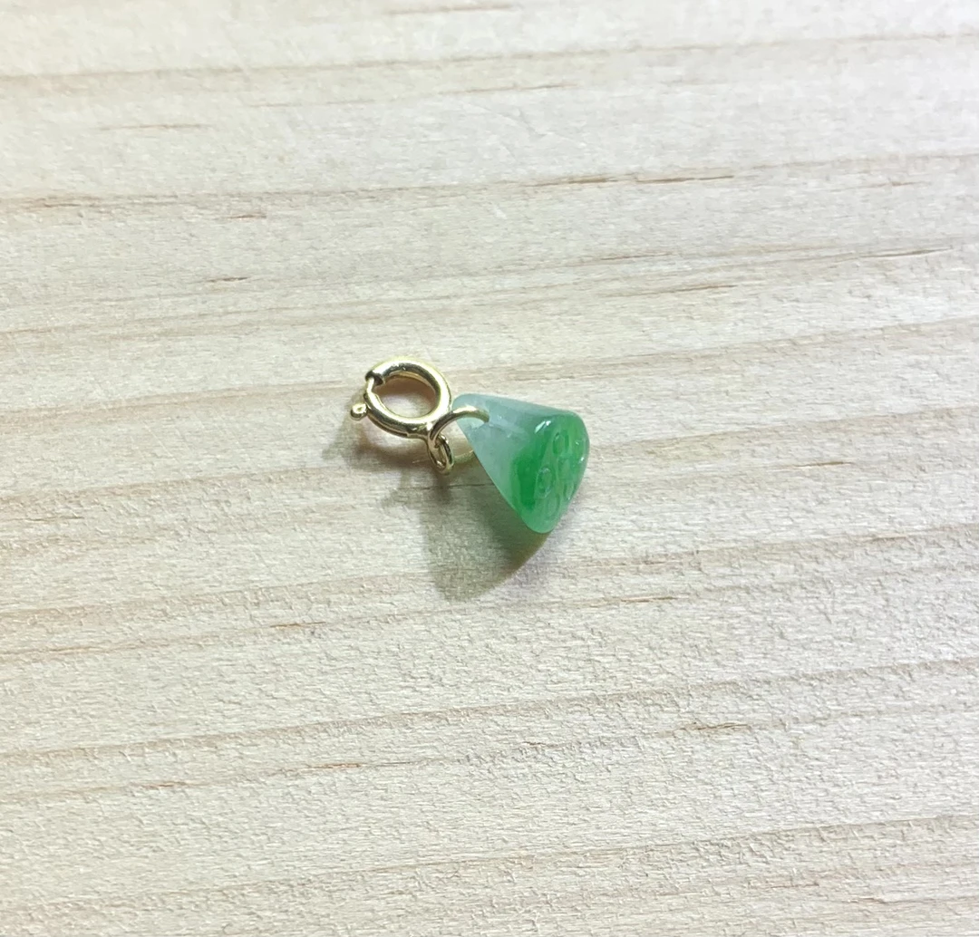 冰阳绿花立体小莲蓬18k金镶嵌万能扣提溜天然缅甸翡翠A货配石
