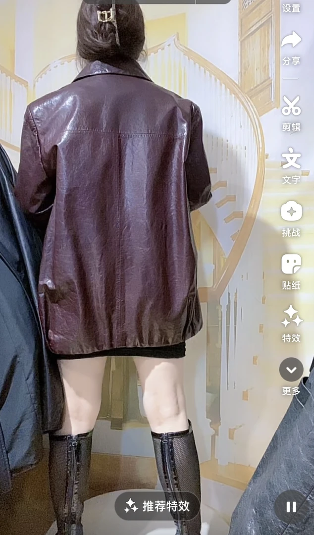 进口真皮油蜡羊皮皮衣中长款西装外套