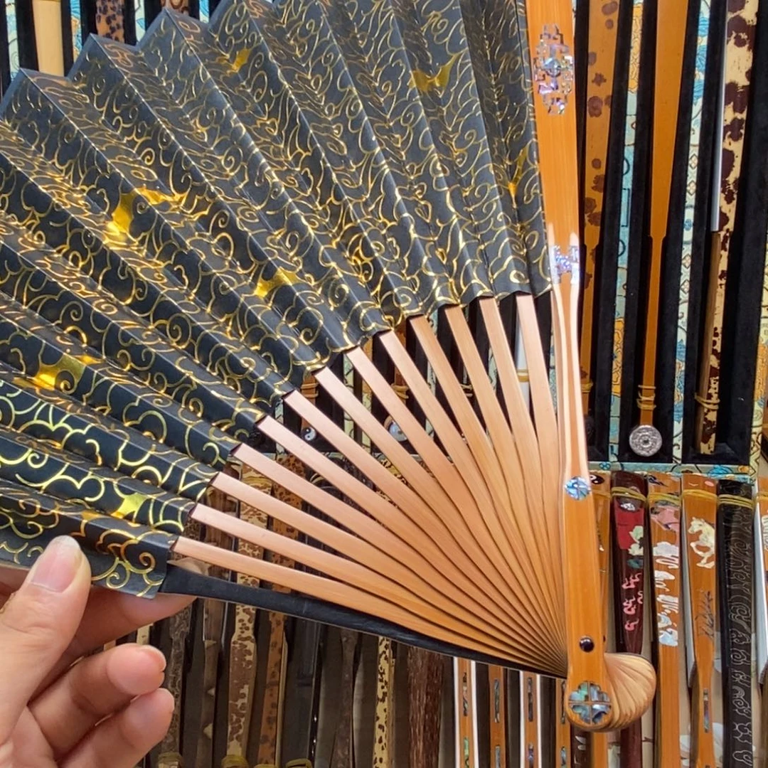 扇子福利三合螺钿镶老玉竹