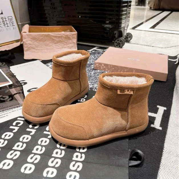 【＋1现货】小土豆~冬季大头丑萌雪地靴女加绒厚底保暖棉鞋短靴