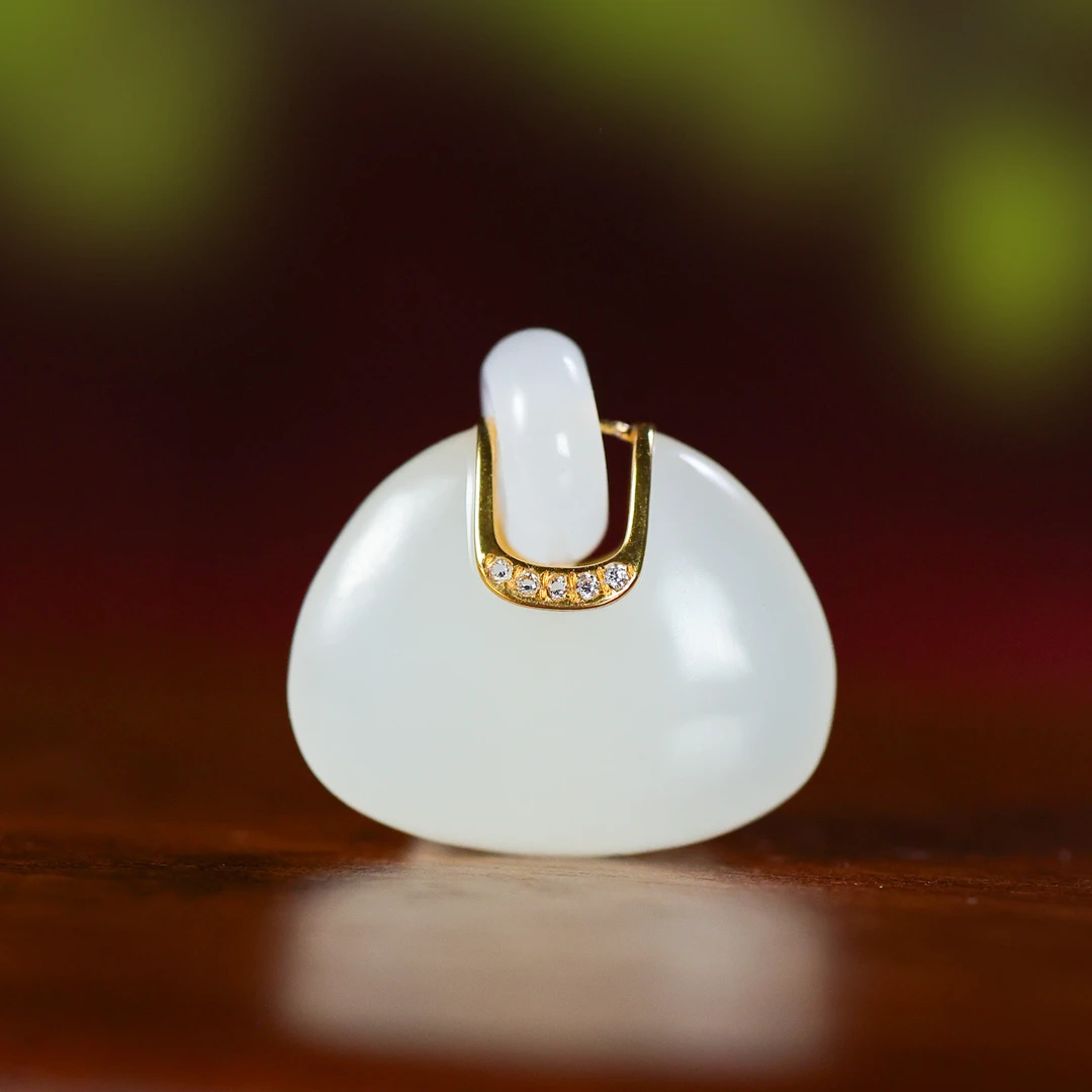 白玉世家18K金白玉吊坠