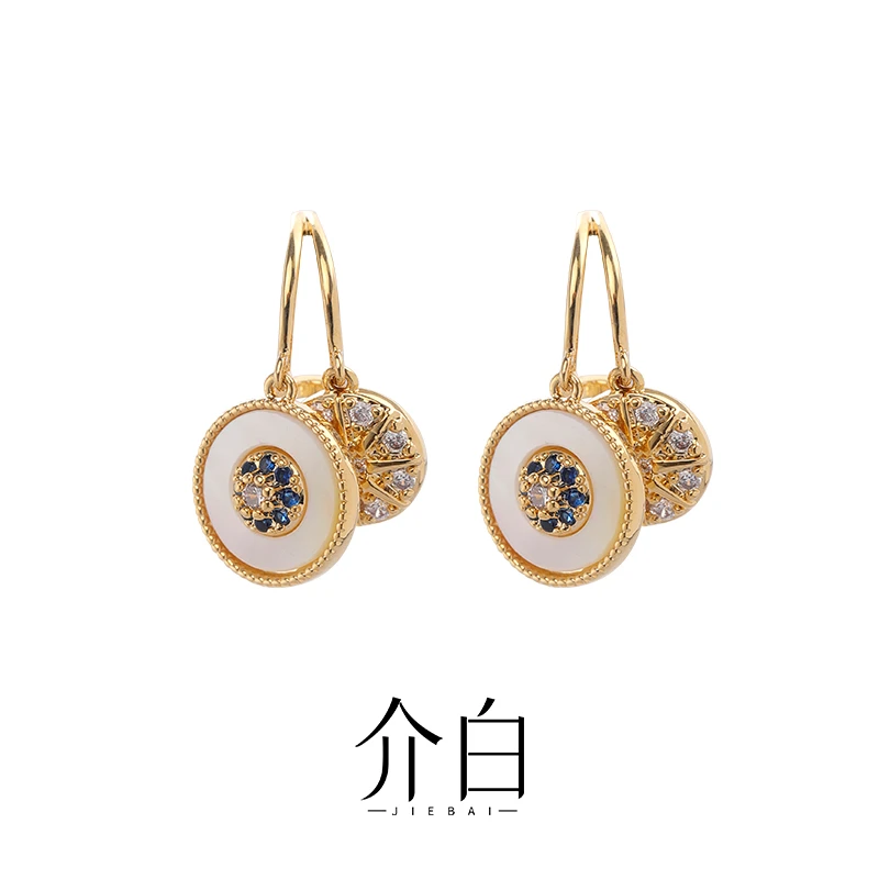 铜合金耳饰 日韩个性黄色小众女耳钉几何几何图案简约耳饰休闲风