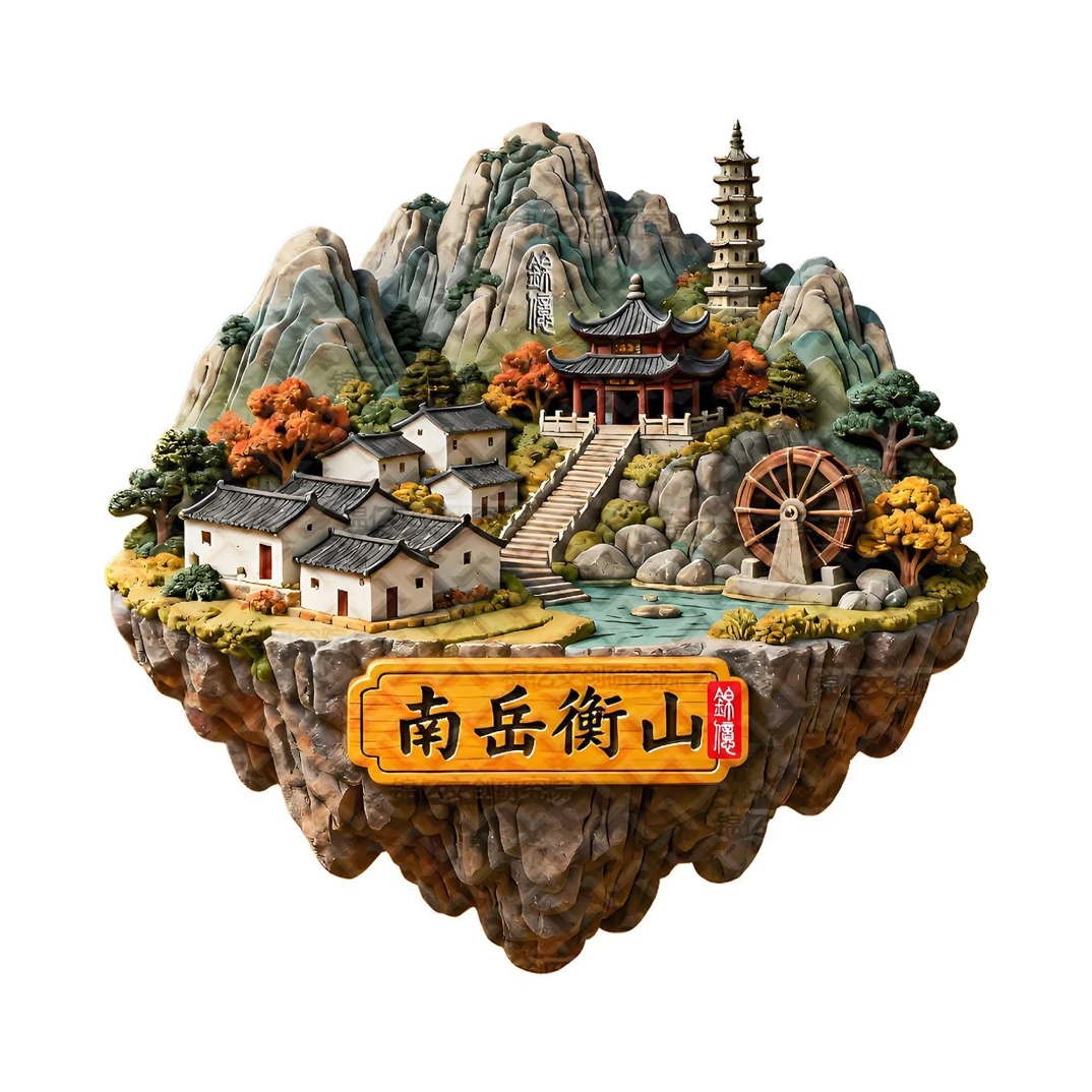 湖南衡阳南岳衡山金属冰箱贴家用家居纪念收藏伴手礼3D浮雕工艺品