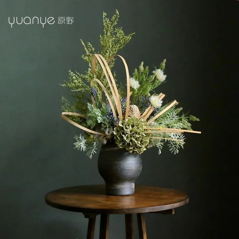 新中式侘寂风日式仿真花假花陶瓷复古餐桌酒店客厅茶室装饰花