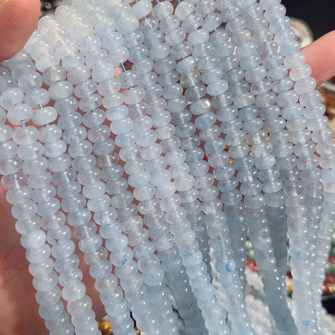 玛瑙/玉髓未镶嵌珠宝半成品海蓝宝算盘8mm两条