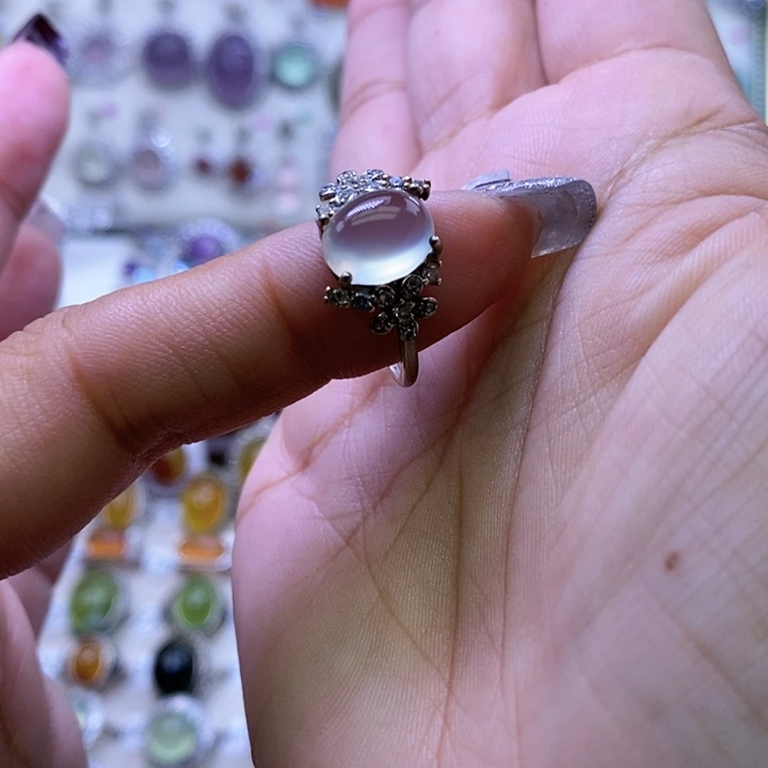 岫玉银S925镶嵌戒指