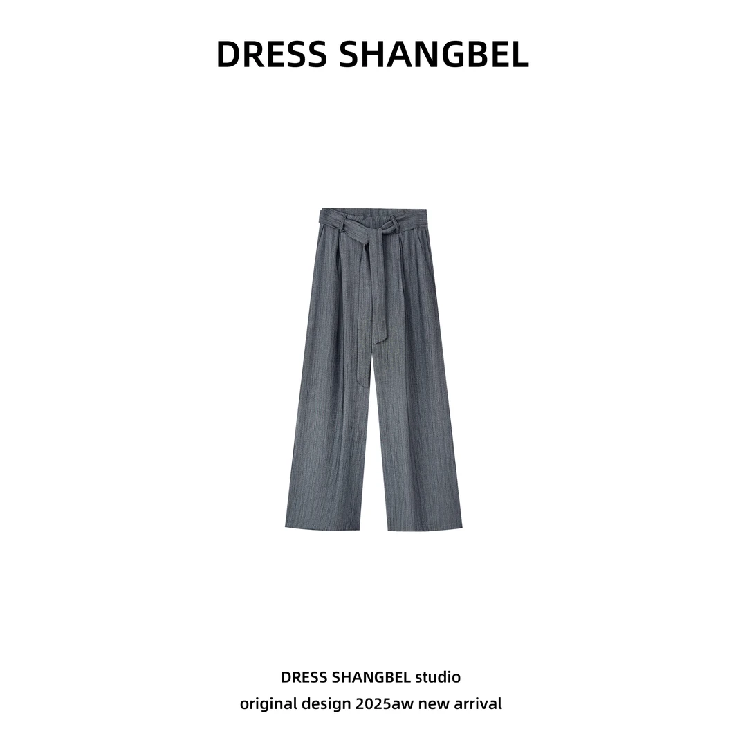 DRESS 2025新款C系带轻熟简约气质阔腿宽松裤5289H