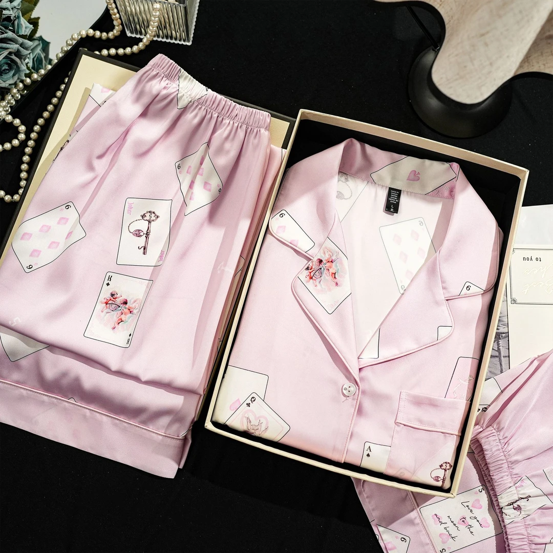 【95】短袖三件套家居服丝质套装睡衣新款上新可外穿-30004