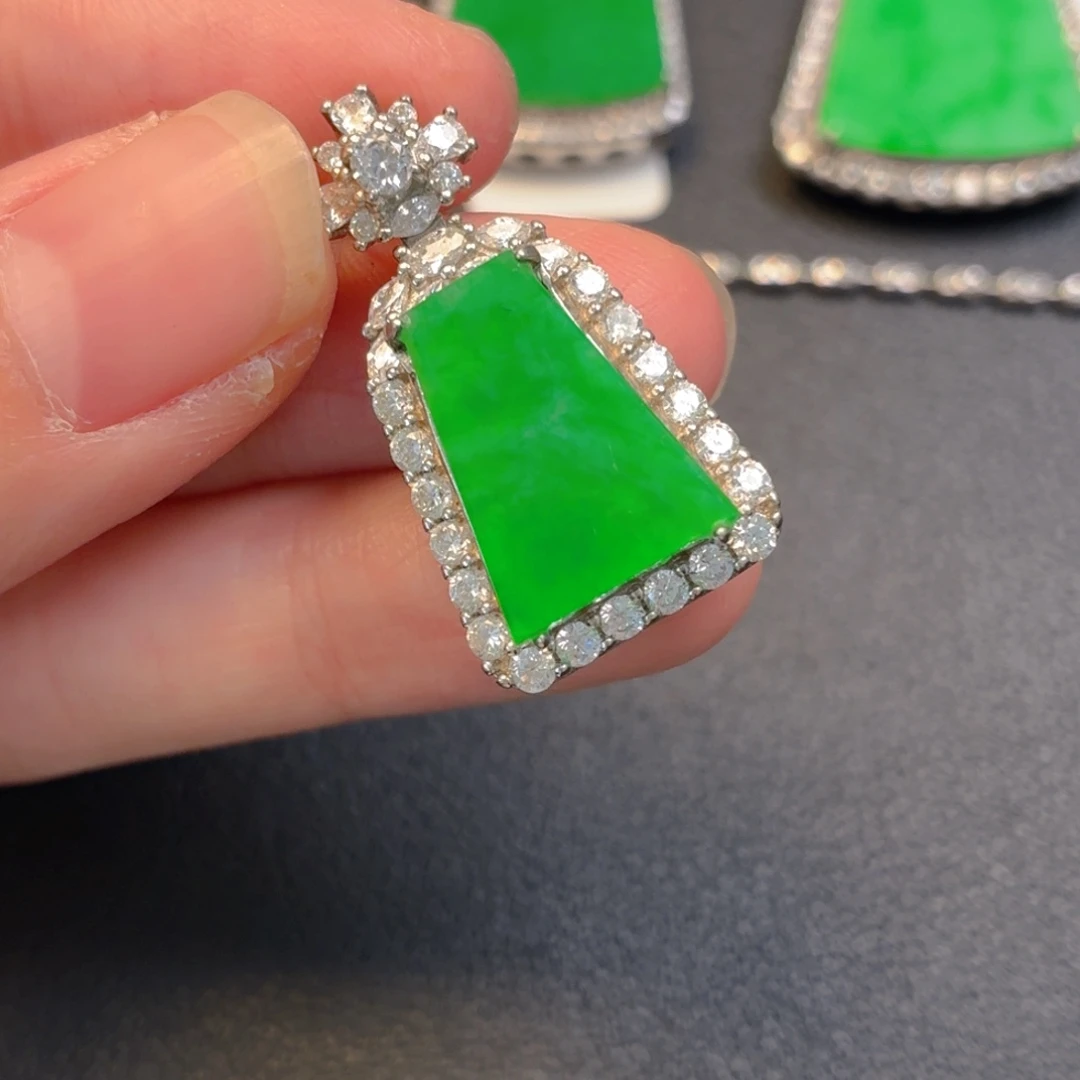 翡翠银S925镶嵌吊坠(不含链)