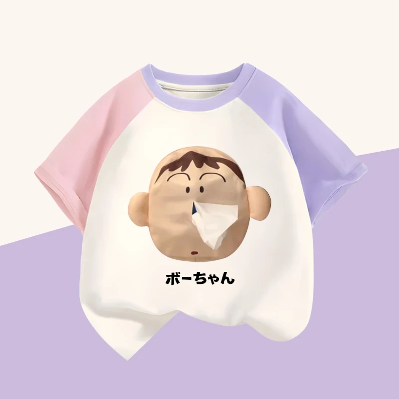 儿童阿呆公仔抽纸纯棉短袖t恤上衣夏季2025新款女童男童半袖夏装