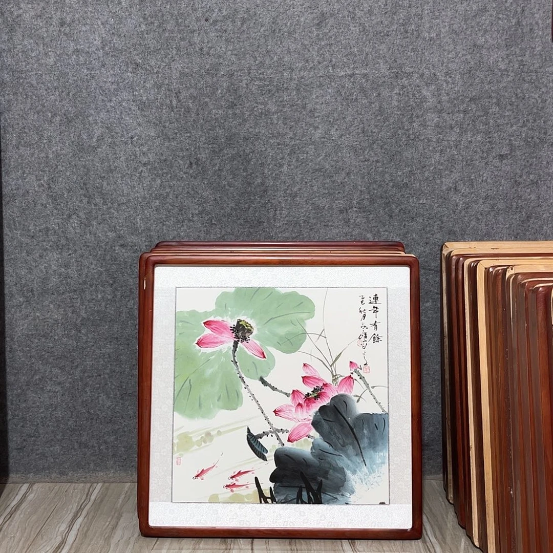 国画书画作品带框63×63