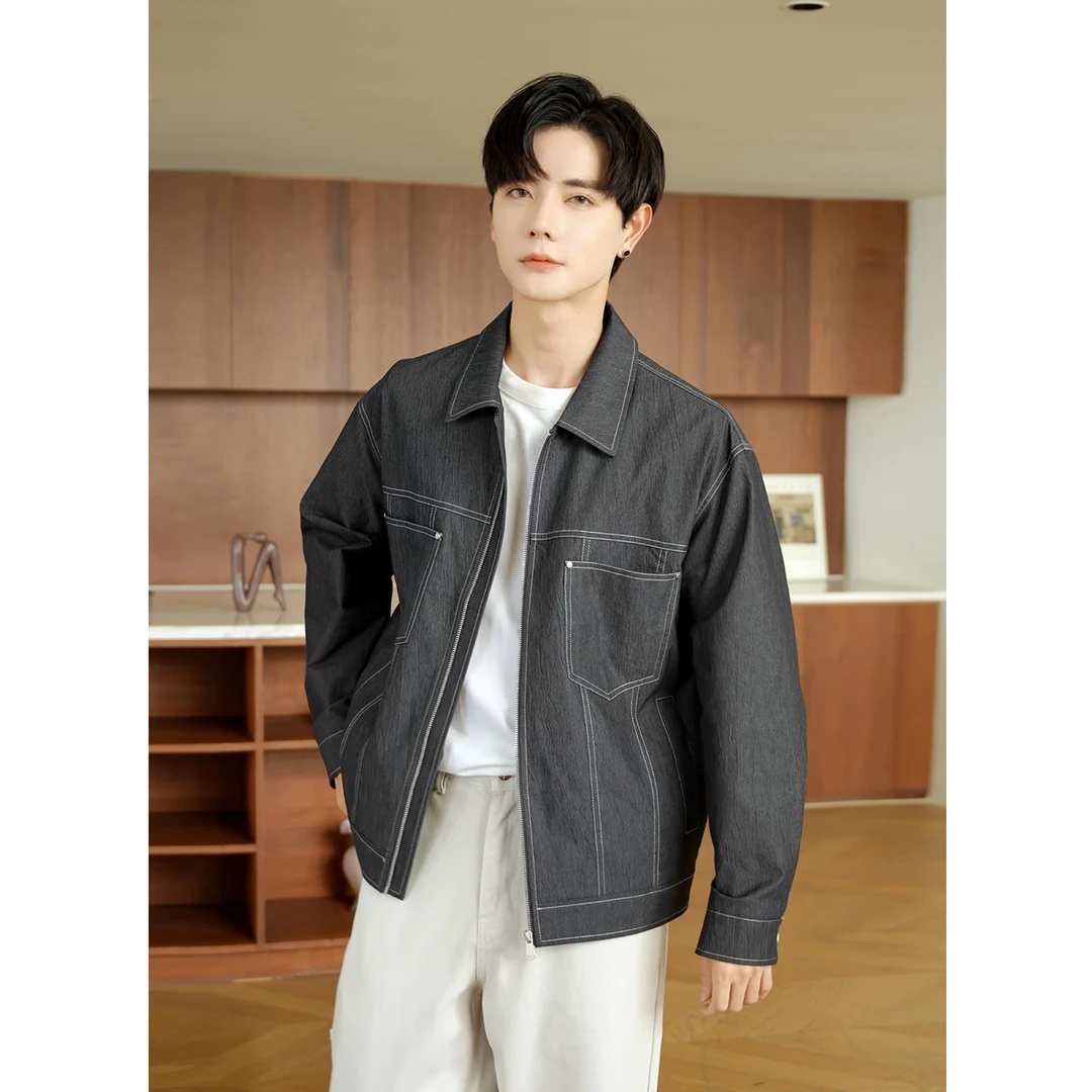 空城计  牛仔外套男士2025秋季新款休闲翻领春秋夹克水洗上衣服