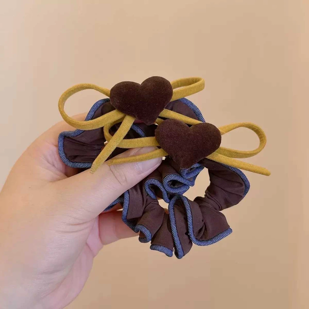 韩国发饰简约蝴蝶结植绒爱心发圈懒庸风超肉面膜发绳扎马尾橡皮筋