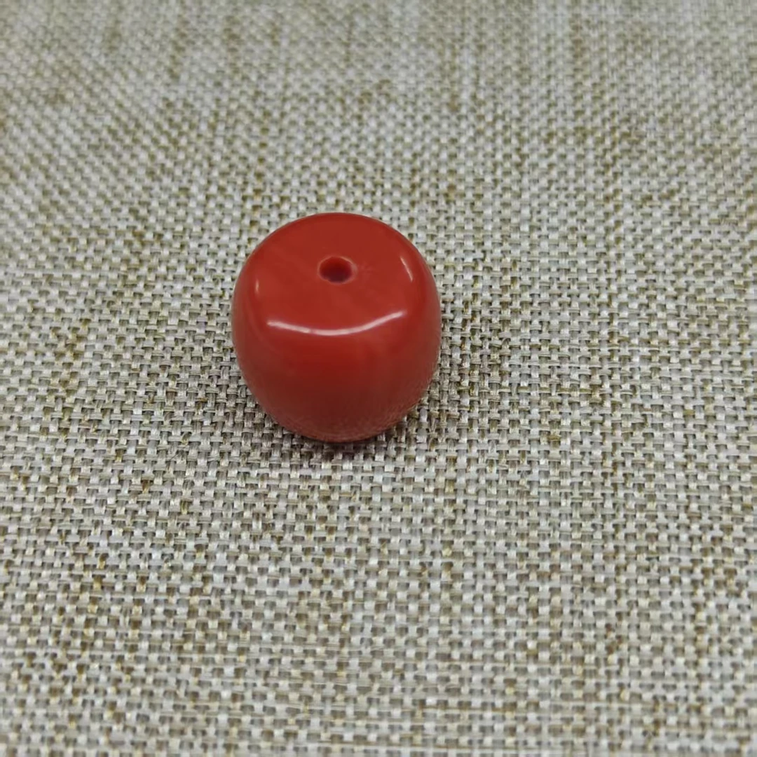 YL0039   红红单珠非遗手工艺约11*10mm