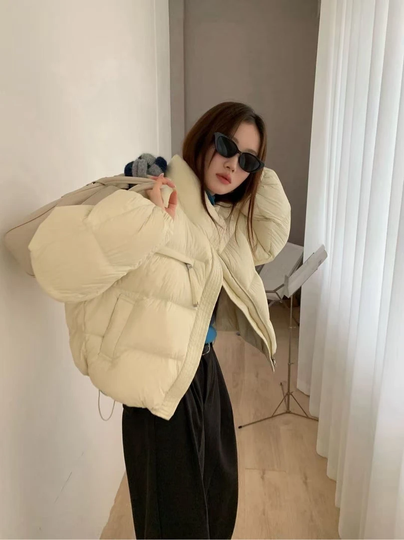 新国标90白鸭绒泡芙立领羽绒服小个子短款时尚百搭宽松韩版秋冬