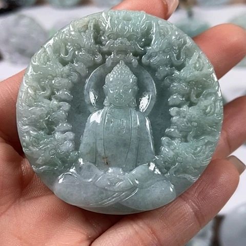 翡翠颈饰未镶嵌九龙大日如来两面工福利