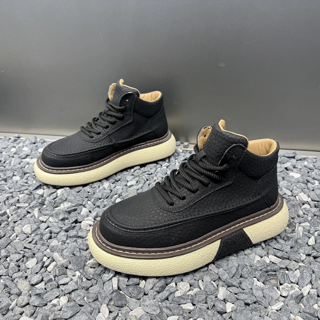 男鞋2025冬季新款增高休闲鞋舒适防滑运动鞋青年男士加绒高帮板鞋