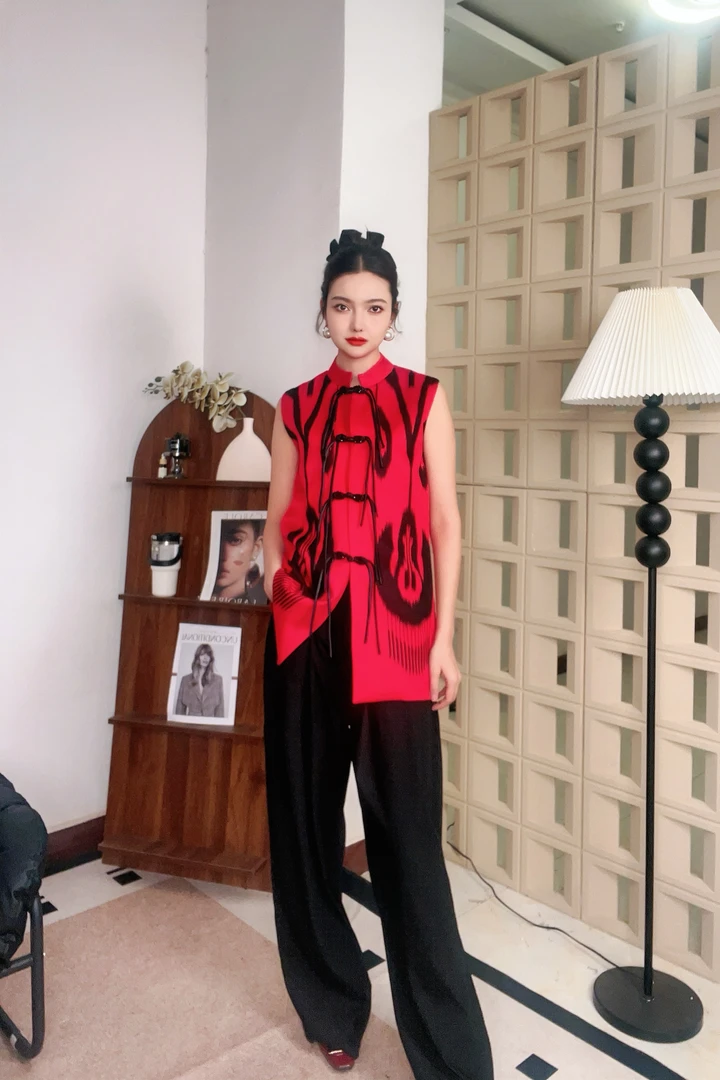 AYFER和田艾德莱斯马甲新中式风宽松版