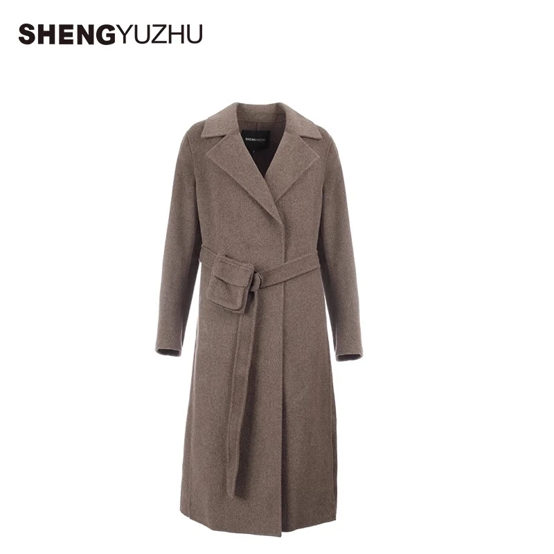 Shengyuzhu/声雨竹毛呢大衣女百搭长款西装领外套秋冬款新款外套